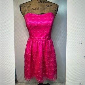 Pink Strapless Floral Dress